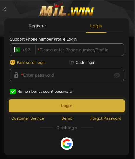 milwin register game